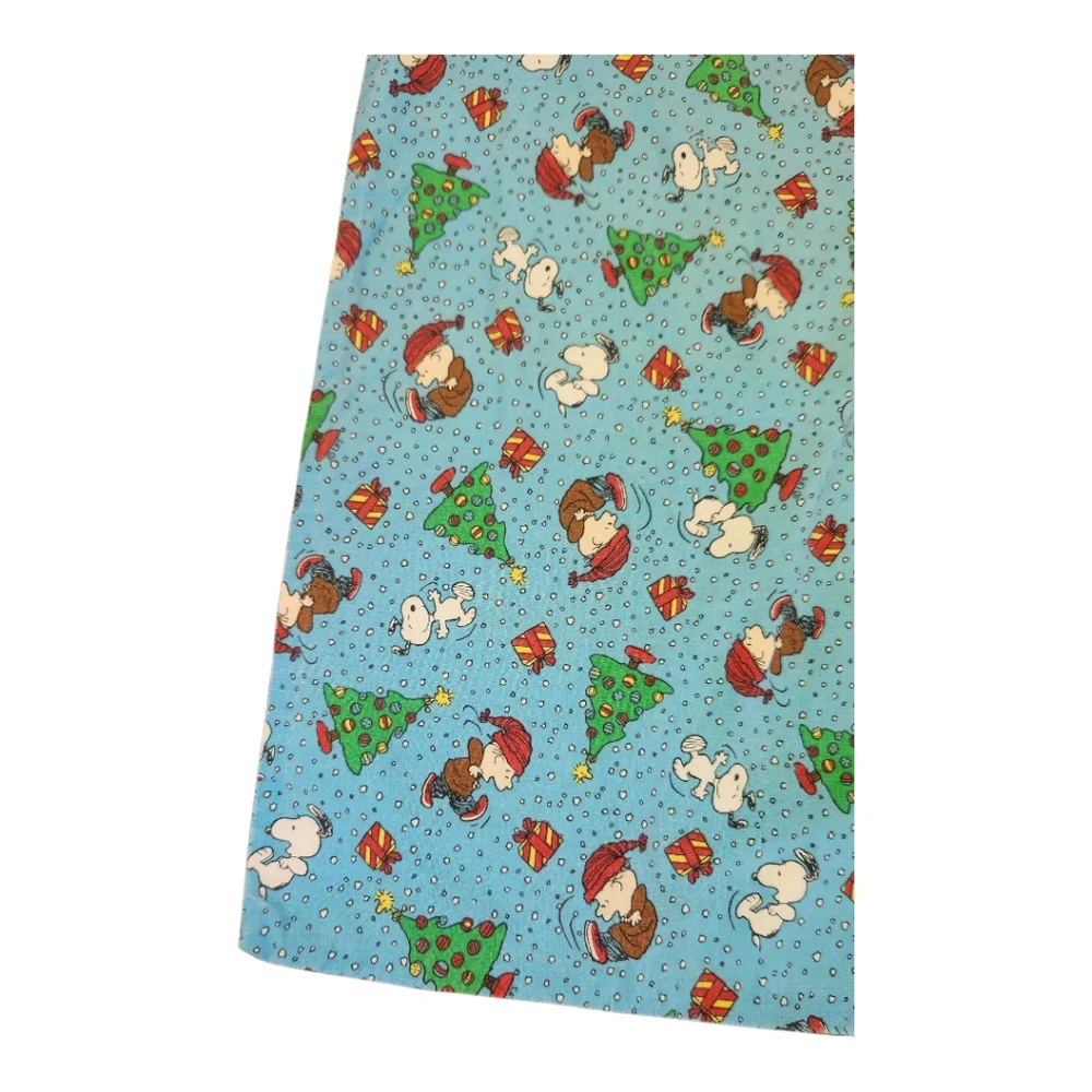 Vintage Peanuts Snoopy Christmas Pillowcase Standard Rare Blue Red Trees Charlie